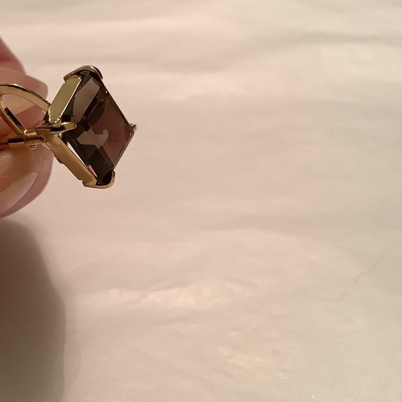 NEW Vintage Semi-precious Smoky Topaz Earrings screw on - Picture 7 of 8